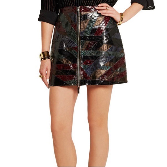 EMILIO PUCCI RUNWAY Patchwork Python And Metallic Leather Mini Skirt IT42 NWT - Picture 10 of 11